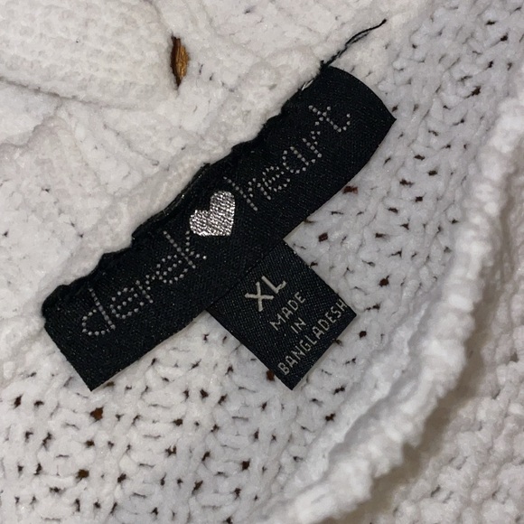 •DEREK HEART•NWOT WHITE DISTRESSED HEM KNIT V NECK CHUNKY SWEATER SIZE XL - Picture 4 of 8